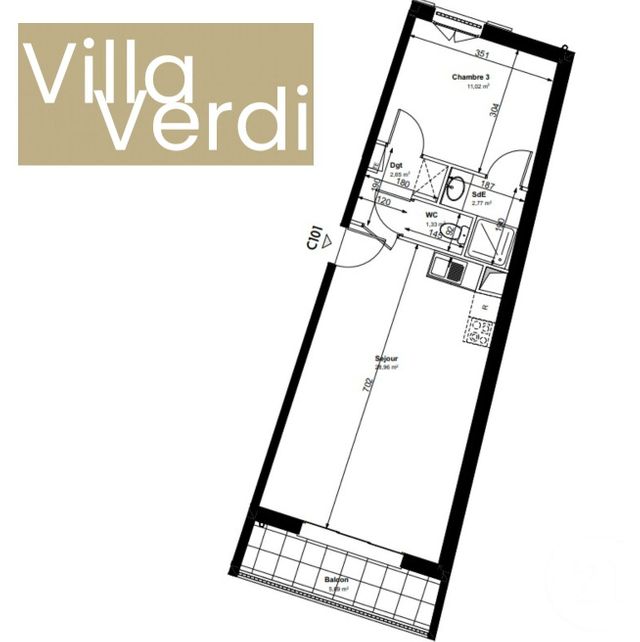Appartement F2 à vendre - 2 pièces - 46.73 m2 - CHAMPS SUR MARNE - 77 - ILE-DE-FRANCE - Century 21 Agence Du Val